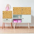 Fasmov Cube Storage Organizer, Bamboo Cube Bookshelf, Stackable Connect Storage Cube Cubby Organizer with Door