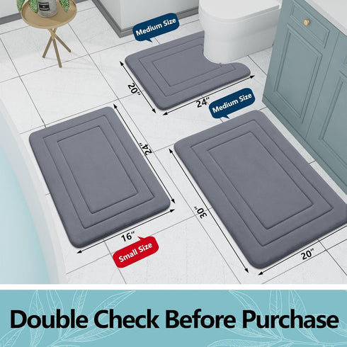 Arotive Ultra Soft Memory Foam Bathroom Rug Mat 30x20, Absorbent Machine Wash Dry Bath Mat, Dark Grey
