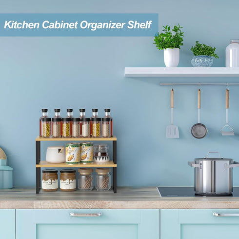 Set 2, Counter NEX Cabinet Shelf Organizer of Kitchen Shelves Spice Rack, Stackable, Expandable, Kitchen Pantry