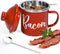 Bacon Grease Saver with Strainer - 15oz Enamel Grease Container, Farmhouse Bacon
