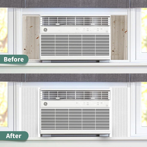 Window Air Conditioner Side Insulated Foam Panel, Two-Piece Panels for Summer/Winter Heat Insulating (WHITE)