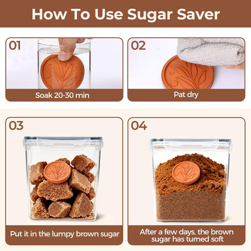 Set 2 (2.5L/2.6Qt), Sets ComSaf Brown Sugar Container of Airtight Food Storage Containers with Lids and Terra Cotta