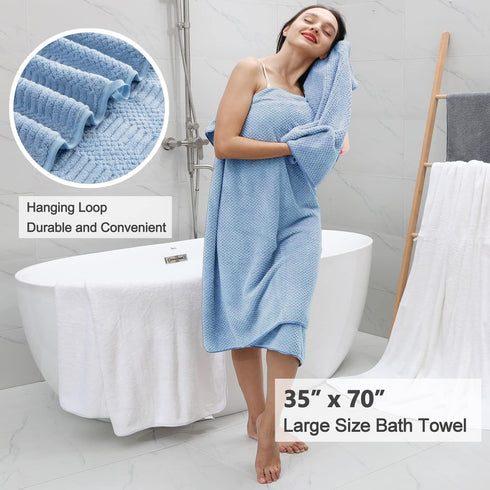 8 Set-2 Sheets,2 Towels,4 Washcloths-600GSM Piece Oversized Blue Bath Towel Extra Large Bath Towel Hand Soft Highly