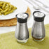 Set Counter (4oz) Stainless Steel Salt and Pepper Shaker with Glass Bottom, Perforated "S" and "P" Caps - Modern