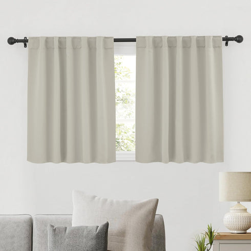 RYB HOME Blackout Curtains for Kitchen, 2 Panels Privacy Thermal Insulating Shades for Bedroom, Cafe, 34x30 Natural