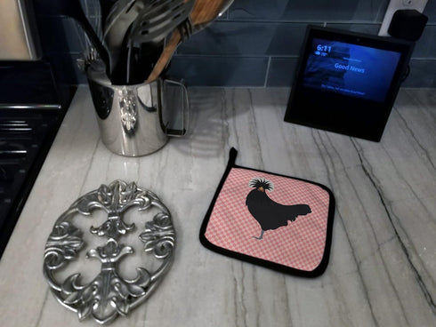 Caroline's Treasures BB7834PTHD Polish Poland Chicken Pink Check Pot Holders, 7 1/2 x 7 1/2