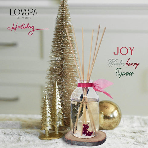 LOVSPA Reed Diffuser Set - Joy Winterberry Spruce Scented Oil Diffuser with Sticks for Home Fragrance