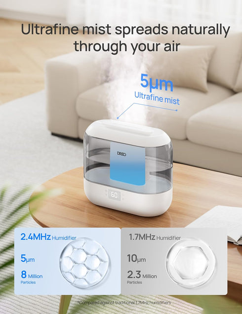 4L 28 36H Dreo Smart Humidifiers for Bedroom, Top Fill Supersized Humidifier Large Room with dB, Runtime