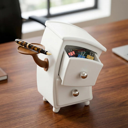 Creative Cabinet-Shaped Storage Box with Arms, Funny Decorative Organizer for Desk, Cute Mini Drawer Box for Office