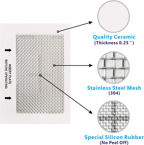 Universal Ceramic Ozone Plates, Washable Replacement for Generic Ozone Generators, 6.5" x 4.5" Inches, 2 Pack