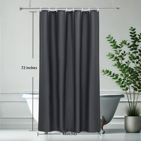 AooHome Fabric Shower Curtain 48 x 72 Inch, Solid Color Bath Curtain with Hooks, Dark Grey
