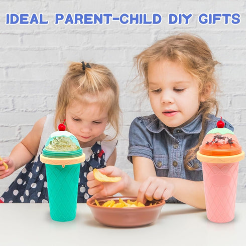 3 Pack Frozen FANS-ONE Slushie Cup, Magic Slushy Cup, Reusable Slushy Maker Cup for Juice Ice Cream Milk Yogurt, DIY