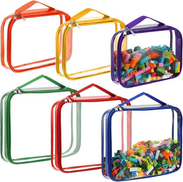 Sanwuta 6 Packs Toy Storage Bags, PVC Organizing Case Bags with Zipper,