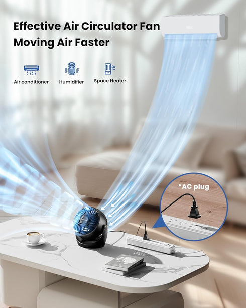 Gaiatop Air Circulator Fan, Portable Desk Fan Table Fan Dorm Fan, 5-Inch Small Fan 3 Speed with 360° Adjustable Tilt Energy-Saving Quiet Fan for Home, Office, Bedside, Bedroom, Bathroom by Gaiatop