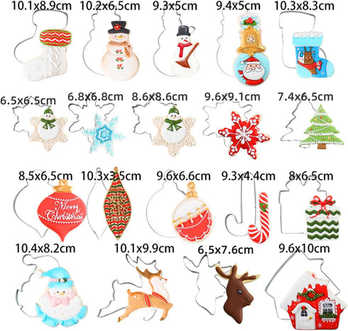 KALAIEN 18Pcs Christmas Cookie Cutters Set, Holiday Cookie Cutter Shapes: Reindeer, Snowflake, Christmas Tree,