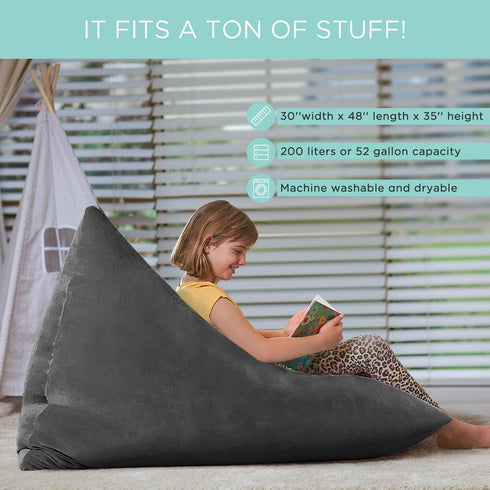 50"x 35" Aubliss Stuffed Animal Storage Bean Bag Chairs Cover, Extra Large Velvet Bean Bags Chair for Kids & Adults