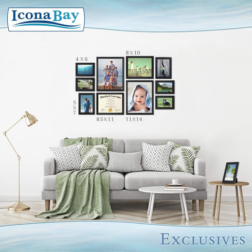 Icona Bay 5x7 Black Picture Frame - Sturdy Wood Composite Photo Frame, Table Top or Wall Mount, Exclusives Collection