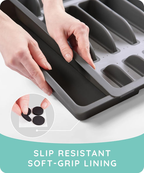 JULY HOME Expandable Kitchen Drawer Organizer, Plastic Flatware Drawer Organizer/Utensil Holder, Multipurpose