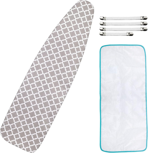 Dalykate 15x54 Ironing Board Cover and Pad with Elastic Edge, Scorch and Stain Resistant Thick Padding, 4 Fasteners