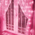 Curtain Lights, Pink LED String Lights, 8 Modes for Garden, Teen Girls' Room, Party and Window Decor