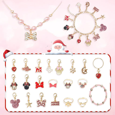 Christmas Advent Calendar 2024 for Girls, 24 Days Countdown with DIY Charm Bracelet & Necklace Holiday Gift