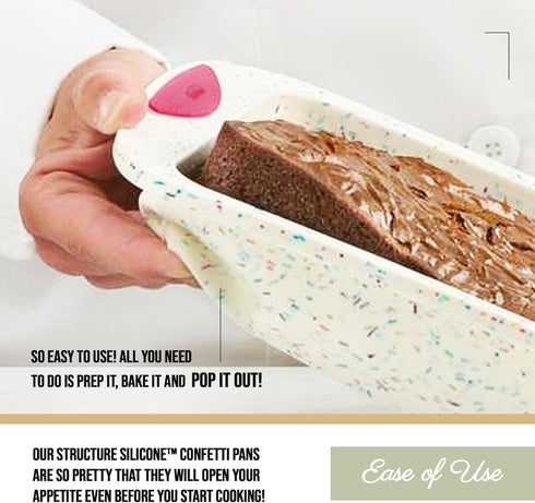 Trudeau 8x8in Confetti Silicone Cake Pan - Nonstick, BPA Free, Oven Safe to 428°F, Dishwasher Safe