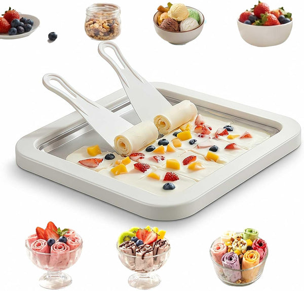 Rolled Ice Cream Maker Kit, DIY Ice Cream Roll Tray with 2
