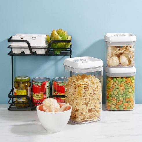 Felli Flip Tite Food Storage Container - 5” LARGE 5pk Set, Airtight Lid, Stackable Plastic Canister for Pantry