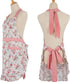 Lovely Cotton Apron for Women, Adjustable Neck Strap, 2 Pockets, 41.5” Long Ties, Cute Kitchen Cooking Apron - 30” x