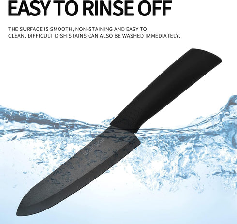 Ceramic Knife Set with Protective Cover, 4-Piece Kitchen Knife Set & 1 Peeler for Meat, Fruit, Vegetables