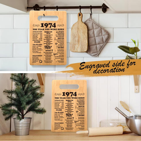 Happy 50 Years Old Birthday Gifts for Women Men, 50th Birthday Decorations, Back In 1974 Cutting Board