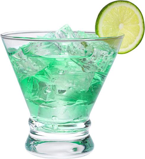 Set 4 8-Ounce Cinched Stemless Clear4Pcs) of Martini Glasses - Design Cocktail Glasses with Heavy Base, Construction
