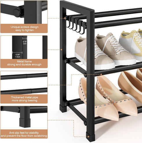 18.5''- 47'' Closet, 3 18 Expandable Shoe Rack - Adjustable Shoe Rack for Tier Long Shoe Shelf Storage for Pairs Shoe