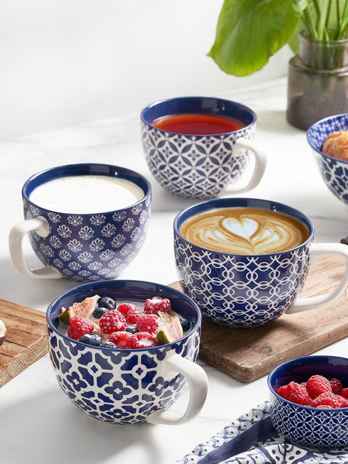 Set 4, 24 oz DOWAN Coffee Mugs of Large Coffee Mugs, Jumbo Soup Mugs With Handles, Ceramic Coffee Cups for Coffee