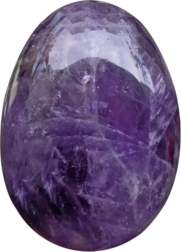 Polished Stone Egg for Easter Day, Palm/Pocket Worry Energy Healing Crystal Display Sphere, Amethyst 1.8" x 1.3"