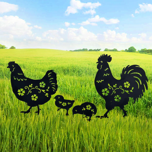 TIGGSY Chicken Metal Decorative Garden Stakes Chicken Gifts for Women/Men Chicken Lovers Gifts Silhouette Statues