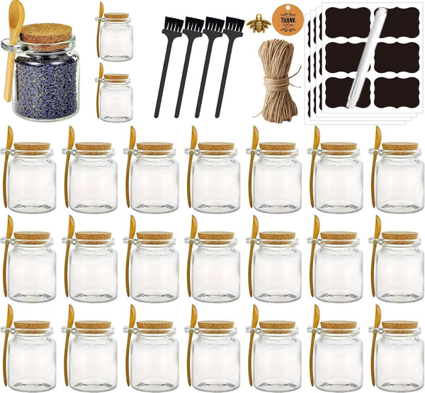 Ahhute Glass Sugar Scrubs Jars, Bath Salt Container, Snacks Spice Jars w/Bamboo Spoons,