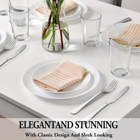 36 Pcs Silverware Set with Steak Knives, Stainless Steel Flatware Set for 6, Mirror Polished Cutlery, Dishwasher Safe