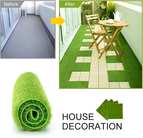 Oumefar Synthetic Artificial Grass Mat, Green Non-Woven Fabric Fake Turf Rug for Pets, 30 * 30cm
