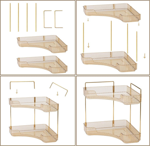 2-Tier Counter Countertop shuang qing Corner Bathroom Organizer Classic Storage Shelf for Makeup, Perfume & Toiletries
