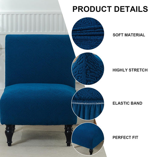 Armless Armless Blue,1PC) Accent Chair Cover Stretch Jacquard Accent Chair Covers Without Arms Washable Slipper Chair