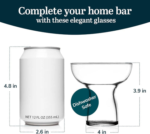 Set of 6 Libbey Stemless Margarita Glasses, 10.25 ounces, Classic Lightweight Fancy Glassware for Celebrations