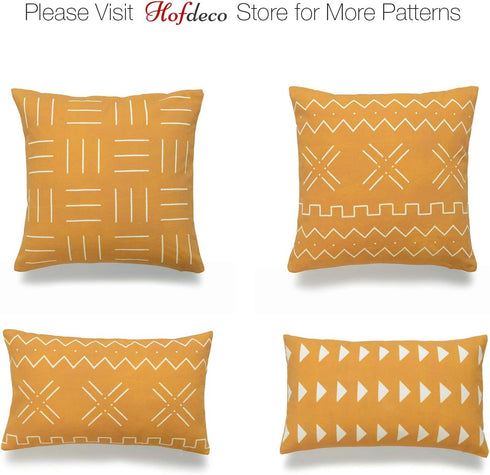 Hofdeco African Mudcloth Pillow Cover ONLY, Mustard Yellow X Stripes, 18"x18"