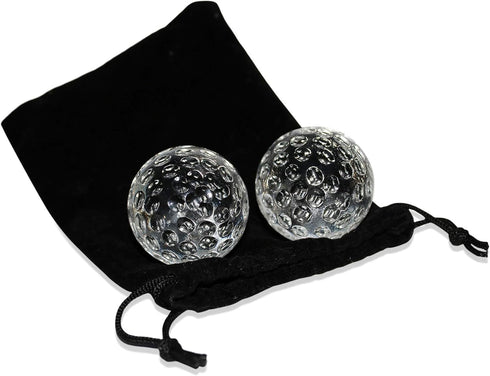Golf Ball Whiskey Chillers and Pouch for Freezer, Set of 2 Crystal Glass Whiskey Stones for Chilling