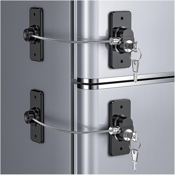 2 Pack Child Proof Refrigerator Door Lock for Kids, White Fridge Lock for Kitchen Freezer, Cabinets, Drawers