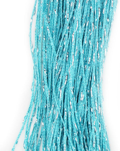 1x2 M Door String Curtain, Rare Flat Silver Ribbon Thread Fringe Window Panel Room Divider, Blue