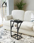 NEFROM Set 2, ET-D-BKW2 C-Shaped End Tables, Sofa TV Trays of Small Couch Side Table for Living Room, Bedroom, Bedside