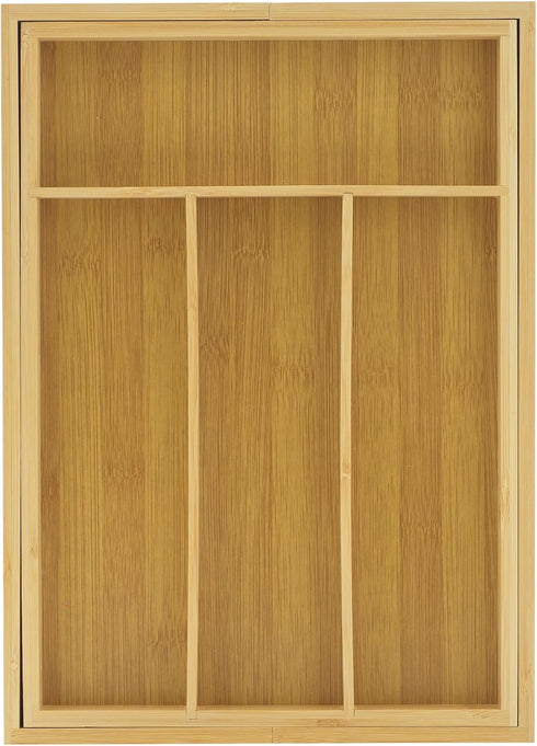 JoyJolt Bamboo Expandable Drawer Organizer for Kitchen Utensils, Adjustable Cutlery Tray with 4-6 Slots