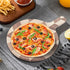 Acacia Wood Round Cutting Board with Handle, 9.85” x 13.75”, for Meat, Cheese, Pizza, Vegetables, Decorative Serving