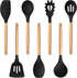 TeamFar Cooking Utensils Set of 7, Silicone Kitchen Tools with Wooden Handles, Heatproof for Non-stick Cookware
